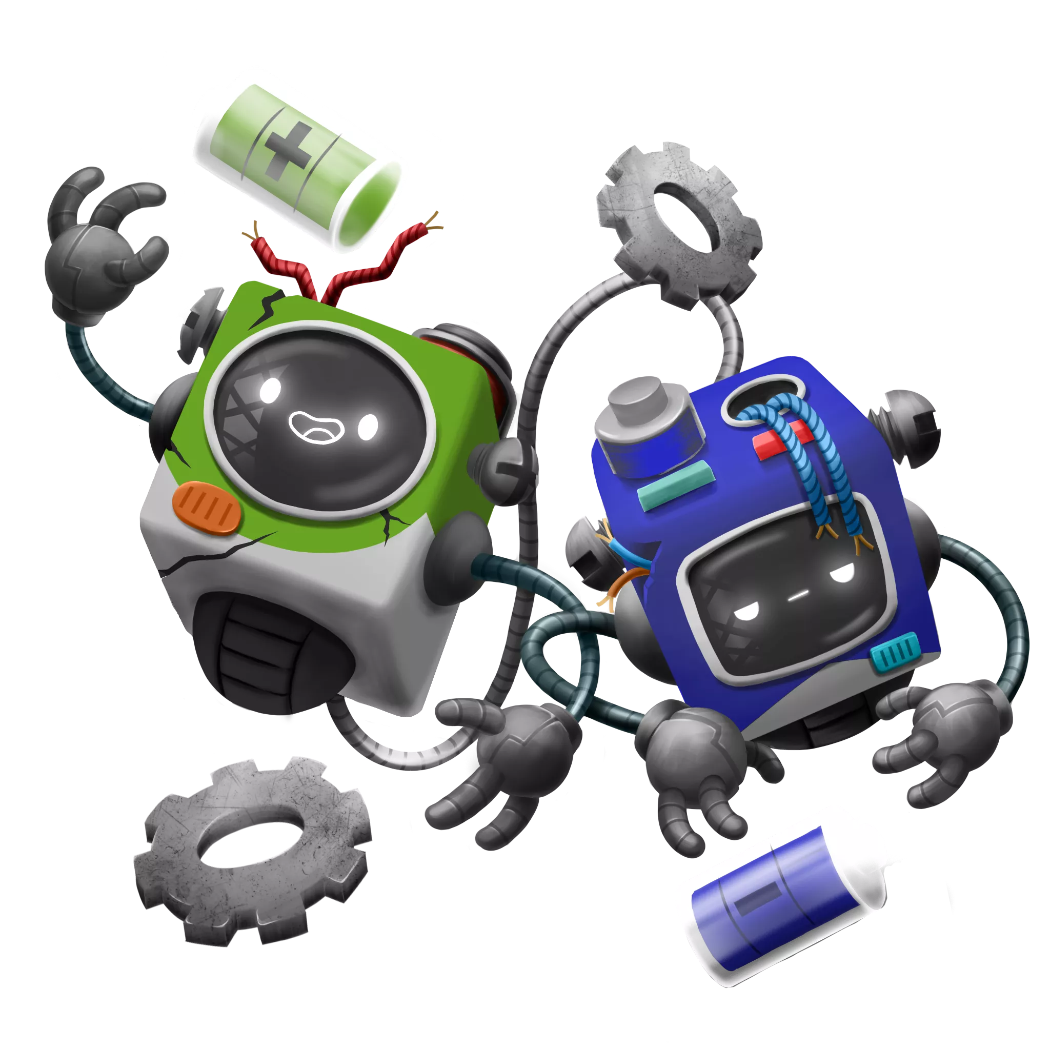 Robots blue and green